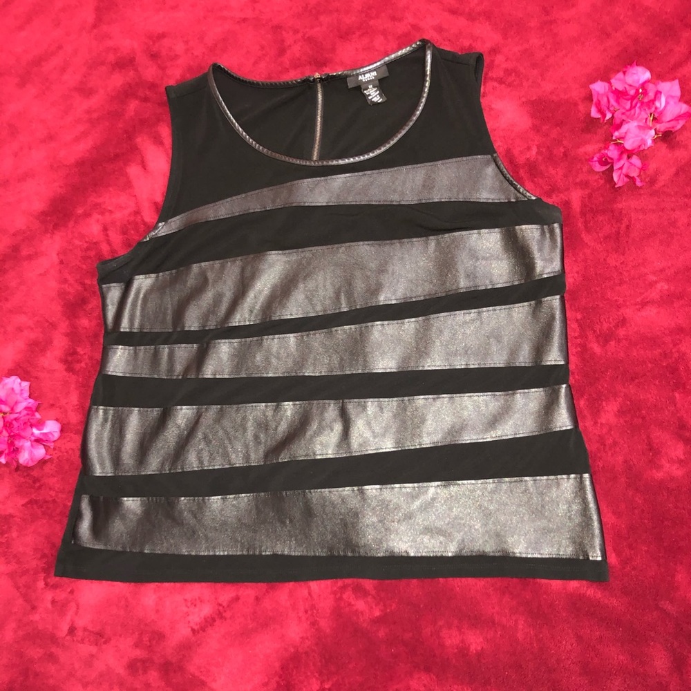 Alfani faux leather and Polyester blouse
